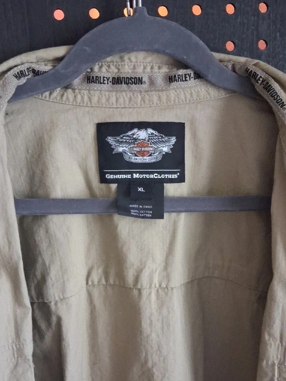 Vintage Harley-Davidson Light Khaki Button-Up Shirt Jacket